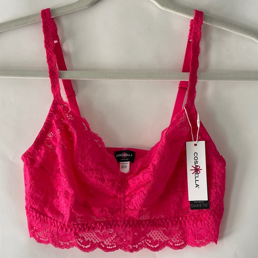 Cosabella Sweetie Bralette sz L hot pink